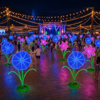 Sculpture florale LED 3D personnalisée, éclairée, pour parc à thème, mariage, aménagement commercial, festival, décoration