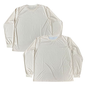 Kaos Olahraga Lengan Panjang Putih Polos 100% Poliester Kerah Bulat Menyerap Keringat untuk Lari dan Gym untuk Pria - Product Image 1