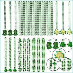 アイルランドのビールフェスティバルパーティーの装飾用品のためのホット販売聖パトリックの日シャムロックプラスチックネックレス帽子グリーンビーズチェーン - Product Image 3