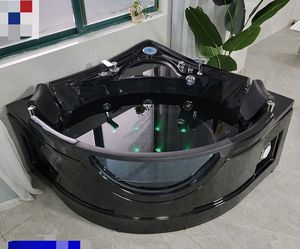 Baignoire de massage en acrylique noire de qualité supérieure, grande, autoportante, moderne, avec drain, pour les personnes de grande taille et l'utilisation en hôtel, avec télévision - Product Image 6