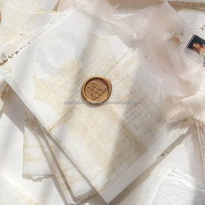 Carte de vœux en papier fait main à bords festonnés avec impression à la vanille, logo personnalisé, carte d'invitation en typographie pour les événements, Chine - Product Image 2