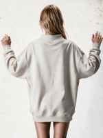 Sweat-shirt à col montant pour femme OEM, longueur allongée, logo brodé personnalisé, commande en gros disponible