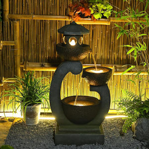 Dekorasi taman air mancur air terjun Modern Pagoda Zen tenang mangkuk air mancur berdiri Jepang dengan lampu LED - Product Image 6