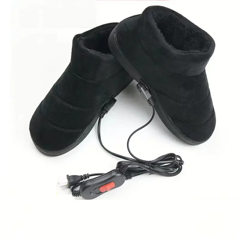Sıcak satış kapalı kadın terlik sıcak kış şarj edilebilir ısıtmalı ayakkabı kaymaz ısıtma pamuklu ayakkabılar