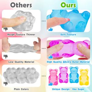 Vente en gros d'ours à presser personnalisés, jouets anti-stress en maltose, avec logo personnalisé imprimé, produits unisexes, ours en sucre transparent - Product Image 4