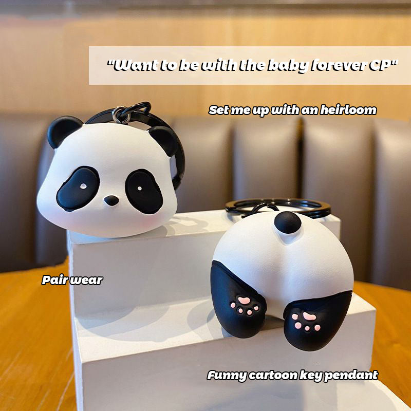 Cute Panda Rubber Couple Style Keychain Panda Creative Doll Suitable for Keychain Bag Pendant Necklace Pendant PVC Sling