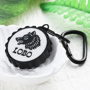 您自己的个性化开瓶器 哑光黑色狼标志锌合金金属开瓶器钥匙扣，带黑色登山扣 - Product Image 4