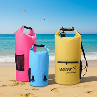 Fournisseur d'usine d'accessoires de randonnée et d'escalade, sac étanche en PVC avec fermeture éclair et poche en filet pour la randonnée, la natation, le camping, le kayak