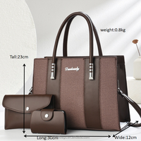 Sac à Main Combinaison Trois Pièces Tendance avec Empiècements, Sac Bandoulière, Sac Cabas Grande Capacité pour Femme