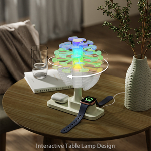 2025 không dây sạc RGB LED Đèn ngủ Máy chiếu mini Acryl pha lê trong nhà nổi điện thoại di động đứng nhỏ lớn - Product Image 4