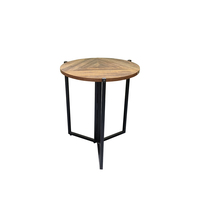 Table d'appoint pliante ronde, table basse rustique en bois et métal, petite table à café portable pour salon et balcon
