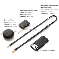 Étui portefeuille en cuir pour iPhone 17 Pro Max avec bandoulière, poches magnétiques détachables, production d'usine