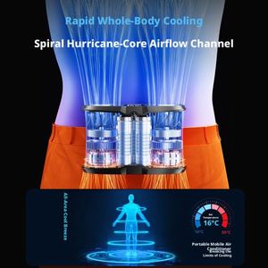 9000Mah Waist Desktop Handheld Dual Air Outlets Portable Mini Rechargeable <b>Fan</b> Ultra Low Noise for Home and Outdoor Use - Product Image 2
