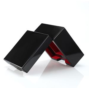 Boîte de rangement pour montres DS Eco-Friendly en bois rectangulaire avec couvercle rabattable en laque noire brillante - Product Image 5