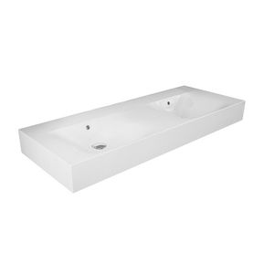 Lavabo Doble de Pared de 120 cm Sin Orificio para Grifo, Lavabo para Baño - Product Image 1