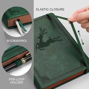 Custom Leather Hardcover <b>Diary</b> <b>Notebook</b> with Elastic Band A5 Size Printed Design 100 Sheets Ruled Dotted Pages for Writing - Product Image 2