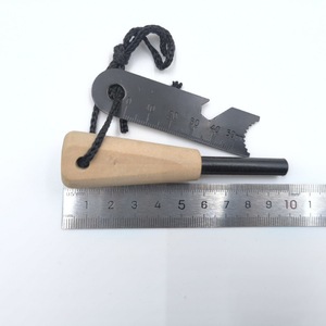 Allume-feu en magnésium avec manche en bois 95 mm x 23 mm, outil de survie en plein air, équipement de camping - Product Image 2