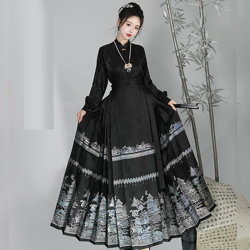 camicia nera + gonna mamian nera + yingluo