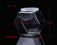 Gobelet hexagonal transparent en PET de 850 ml, multi-tailles, avec logo personnalisé, forme de réservoir de poissons pour smoothies et milkshakes