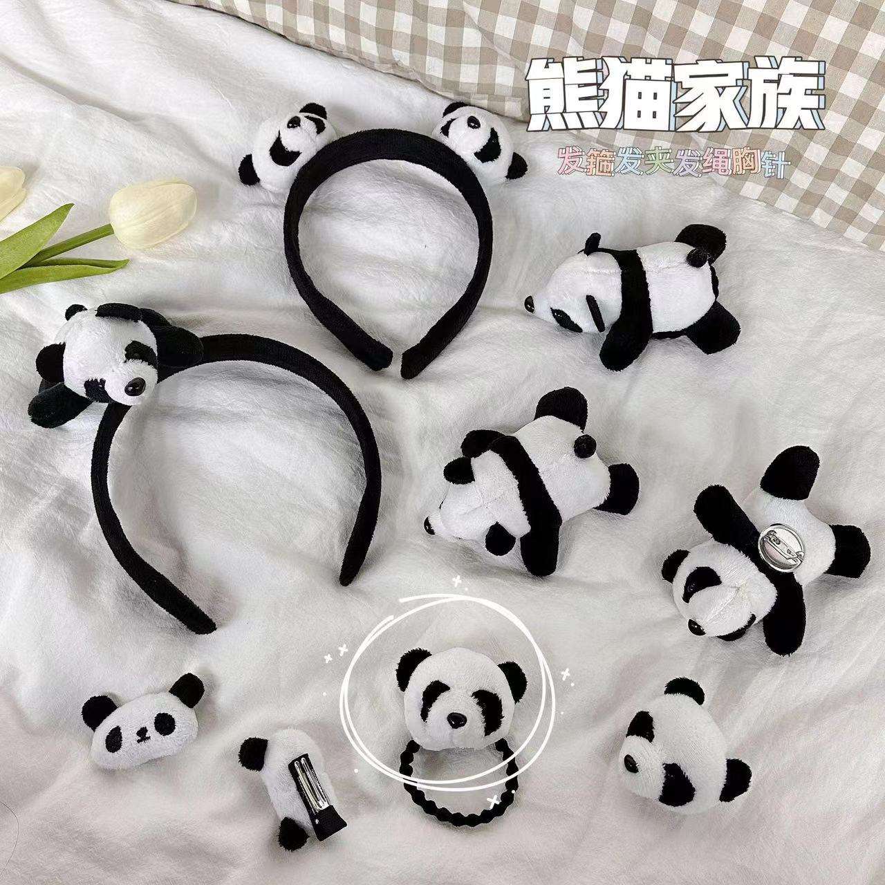 Hot Selling New Design Cartoon Panda Plush Face Wash Hairband Cute Style Wide Side Hairband for Girls