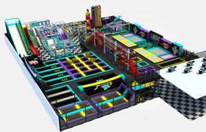 مركز ألعاب تجاري داخلي كبير مع منطقة ترامبولين للأطفال ومعدات تسلية تشمل مسارات حبال النينجا - Product Image 5