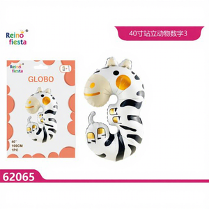 Globo de Animales de Pie de 40 Pulgadas, Número 3, Marca Peiyong, Modelo 62065, para el Día de la Madre, Graduación, Año Nuevo Chino, Regreso a Clases y Fiestas - Product Image 1