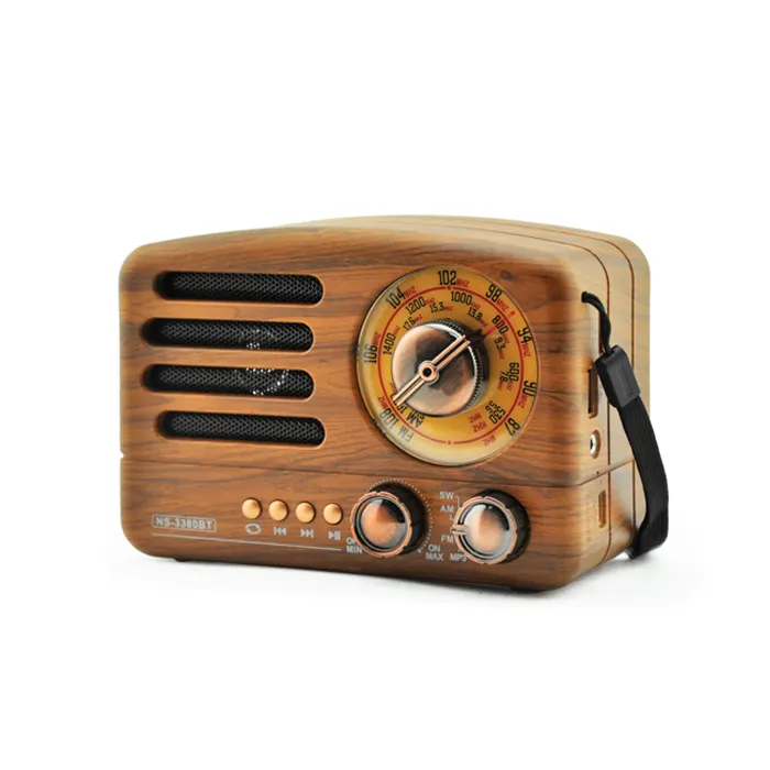 High Quality Outdoor Portable Speaker Retro Wooden USB/TF Music Player Mini Radio