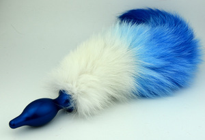 ذيل معدني عالي الجودة ذيل ثعلبي فضي أزرق أحمر ملون ذيل حقيقي سدادة شرجية خاصة للأزواج - Product Image 3