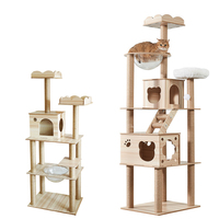 Arbre à chat de luxe moderne sur mesure, nouveau style, en bois, avec griffoir et maison, vente en gros