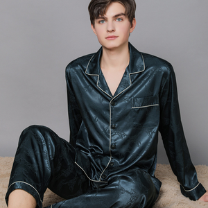 Nuovo <span class=keywords><strong>pigiama</strong></span> da <span class=keywords><strong>uomo</strong></span> personalizzato Button-Down morbido Casual 2 pezzi Set di abbigliamento per la casa per le caratteristiche termiche del soggiorno e del sonno - Product Image 5