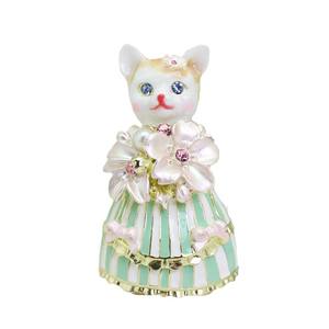 SHINNYGIFTS esmaltado princesa <span class=keywords><strong>gato</strong></span> baratija cajas con bisagras mano PainteJewelry caja cristal decorativo Animal coleccionable figurita - Product Image 1