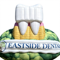 Modèle de dent gonflable géant personnalisé, mascotte gonflable publicitaire Eastside Dental pour événement promotionnel de clinique dentaire