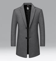 Manteaux trench slim pour hommes, automne/hiver, décontractés, couleur unie, en laine, longs, en tweed épais