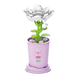 Ornement de bureau en forme de tasse à café Saintpaulia, simulation de blocs de construction, kit de plantes créatif, 12 styles, Lele Brother - Product Image 3