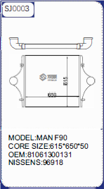 INTERCOOLER pour MAN F90 OEM 81061300131 96918 - Product Image 6
