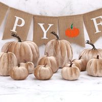 Citrouilles artificielles en velours plastique, assorties, faites à la main, imitation or, pour la récolte d'automne, décoration d'Halloween pour usage intérieur