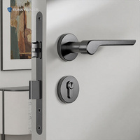 Serrure de porte de chambre moderne, magnétique et silencieuse, finition nickel brossé, pour portes intérieures à battants.