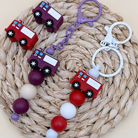 Perles focales en silicone 3D camion de pompiers, perles à thème incendie, faites à la main, pour chaîne de sucette bébé, accessoires de bijoux de dentition DIY