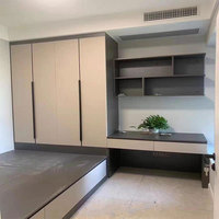 Lit de rangement personnalisé avec armoire intégrée, bureau intégré, éclairage LED, mobilier de chambre ouvert pour projets de vente en gros