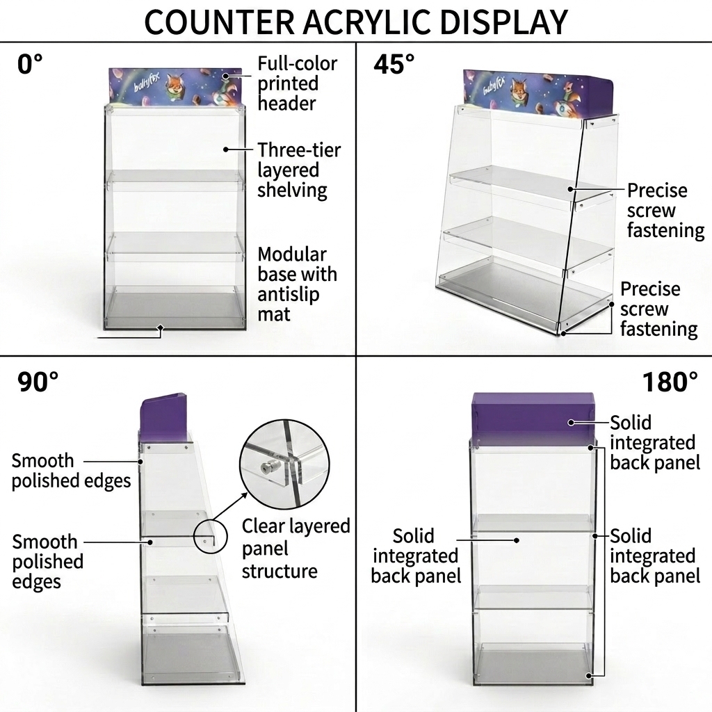 Custom Acrylic Countertop Snack Display Rack Stand Organizer Holder for Retail Store Candy Chocolate Chip Cookie Food Retail — view 3