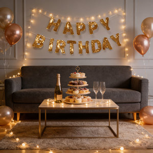 Glitzer-Silber Happy Birthday <span class=keywords><strong>Banner</strong></span> Geburtstagsparty-Dekorationen Schild Girlande Wimpelkette für Wanddekoration Party-Hintergrund - Product Image 2