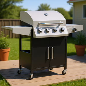 Parrilla de gas para exteriores de hierro de 52 pulgadas con 4+1 quemadores estilo gabinete y quemador lateral de propano para barbacoa. - Product Image 2
