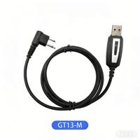 GT13-M 1m Kabel Data Pemrograman USB Walkie Talkie Chip Kompatibilitas Tinggi Logam TPE untuk Radio Dua Arah Motorola Konektor M