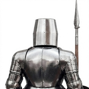 Ensemble d'armure complète de chevalier croisé médiéval, statue d'armure avec armure en acier des Templiers pour exposition, portable et décorative - Product Image 2