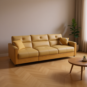 Divano Homeera L310*W106*H93cm Giallo-Marrone Moderno per Soggiorno Imbottito Rettangolare - Product Image 2