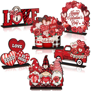 Valentine's Day Heart Rose Truck 6-Piece Wooden Craft <b>Ornament</b> - Valentine's Day Desktop Decoration - Product Image 5