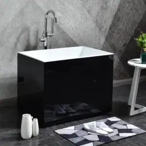 중국 도매 독립형 아크릴 블랙 목욕 욕조 실내 욕조 깊은 담그는 욕조