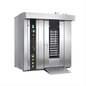 Rotary Bakery Baker Oven minyak Diesel udara panas 32 Tray Cina panggang kerupuk Oven Gas untuk roti