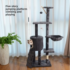 Marco de escalada para gatos Árbol grande para gatos Casa moderna para gatos Combo Plataforma de salto Soporte de madera para poste de sisal - Product Image 5