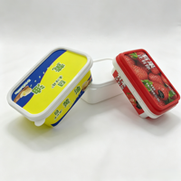 Boîte de conservation rectangulaire en plastique personnalisable pour beurre, confiture, fromage, margarine et crème glacée, qualité alimentaire, 250g 200g